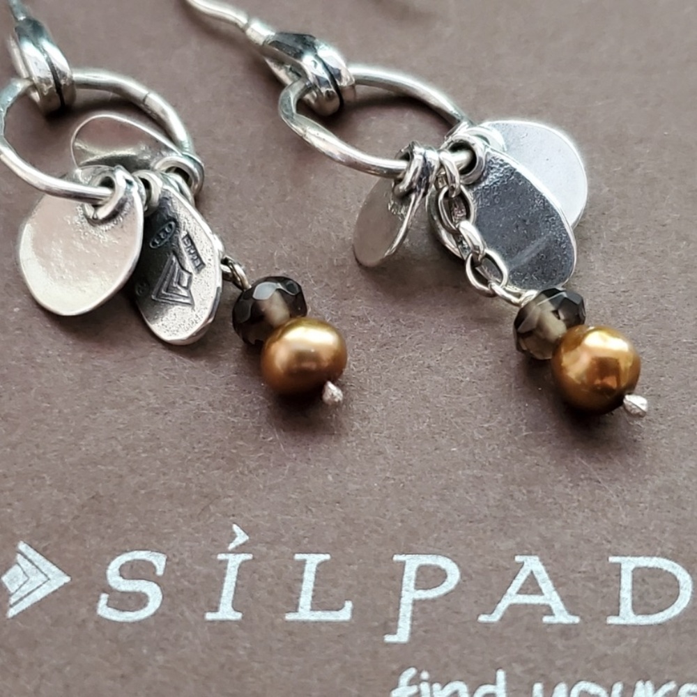 Silpada Oxidized 925 Silver Bronze Pearl Quartz Earrings W1550 581023